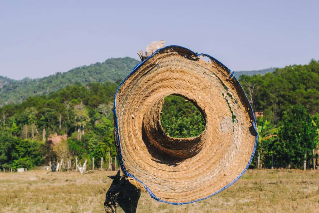 farmers hat overlooking the mountains in chiang mai thailand