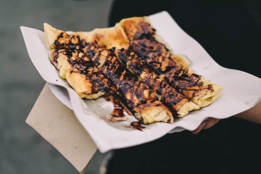 hand held banana roti pancake