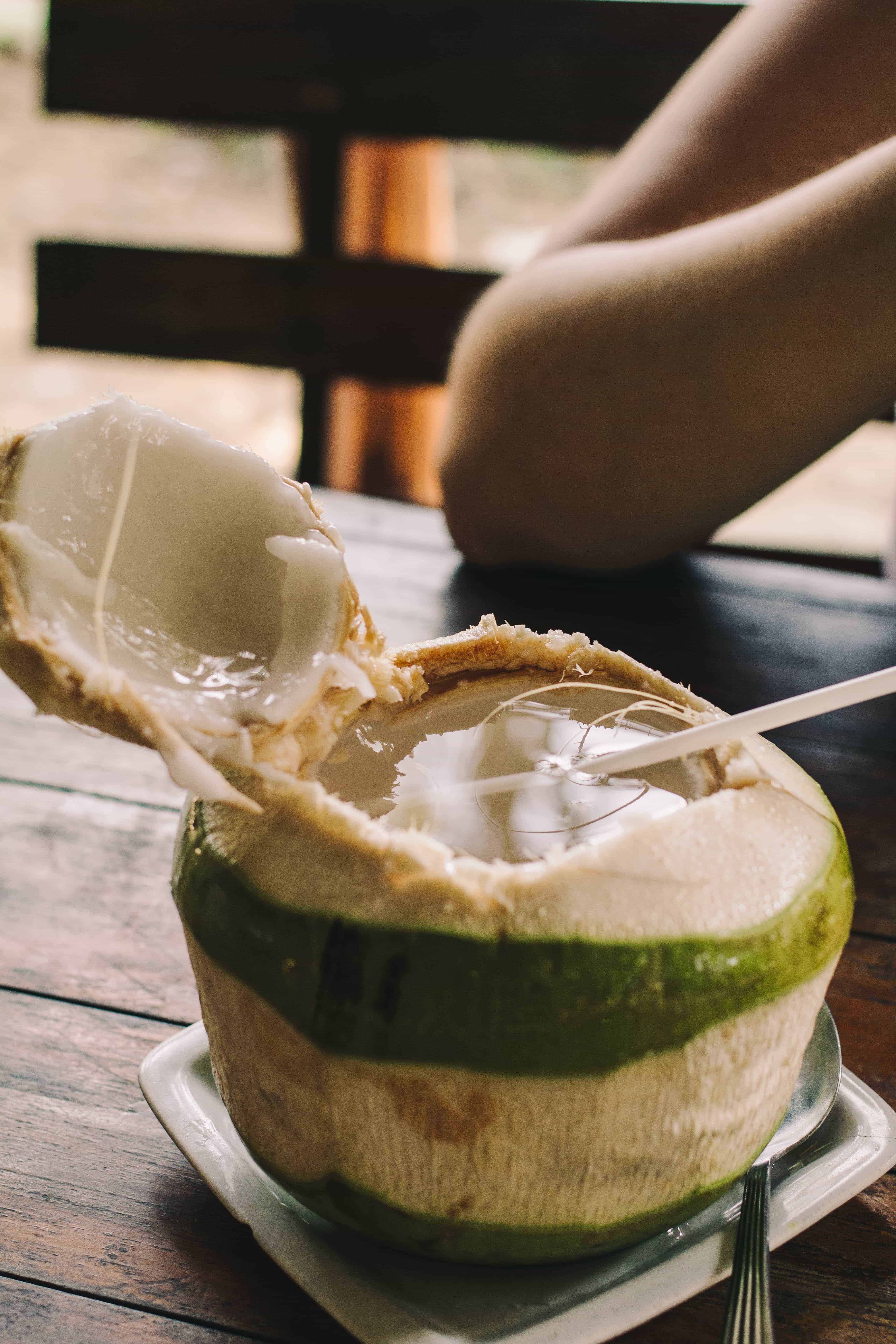 fresh coconut on a table in thailand