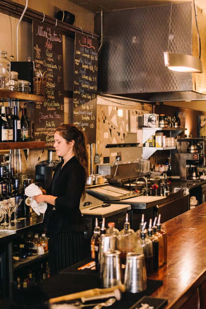 bartender at poppycocks in traverse city