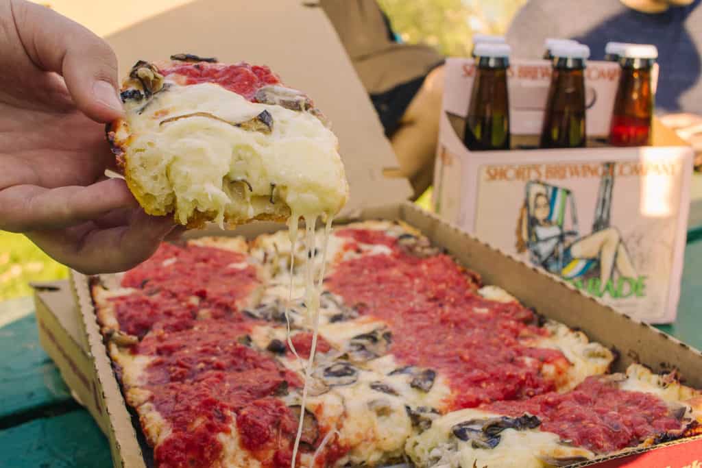 Alley's Market Traverse City Michigan Detroit Style Pizza