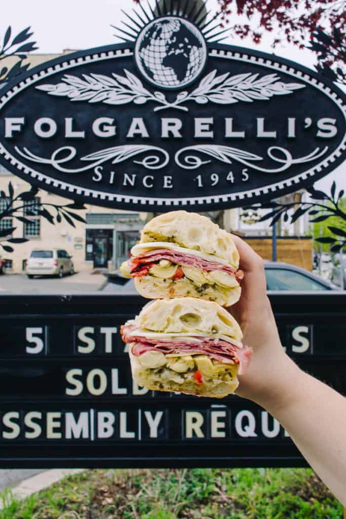 hand held sandwich at folgarelli's italian deli in traverse city