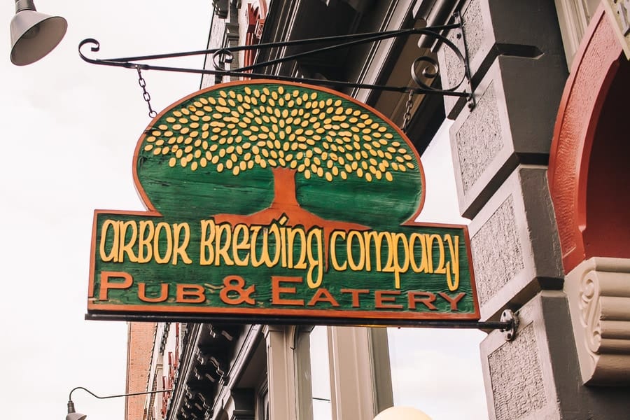 arbor brewing company pub and eatery sign