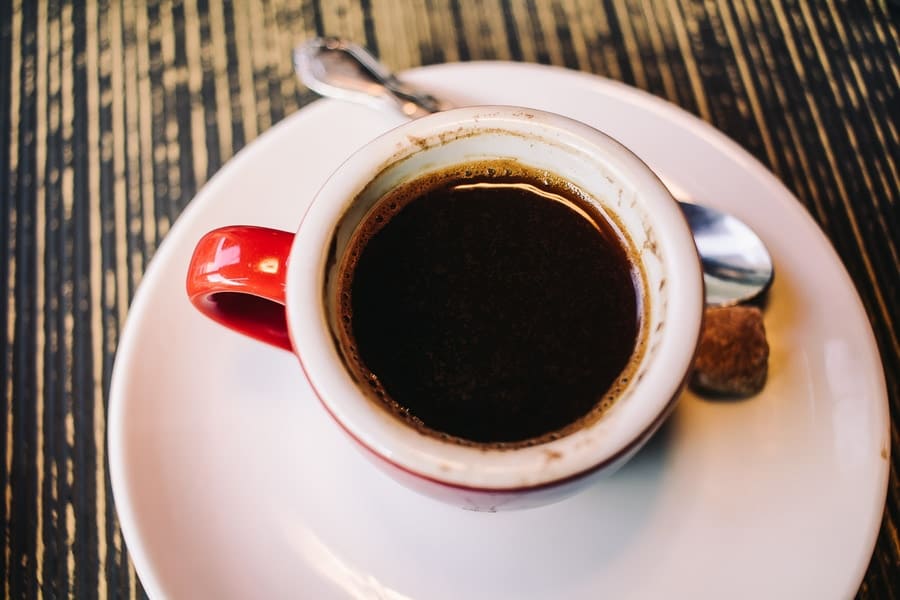 turkish coffee in a red mug