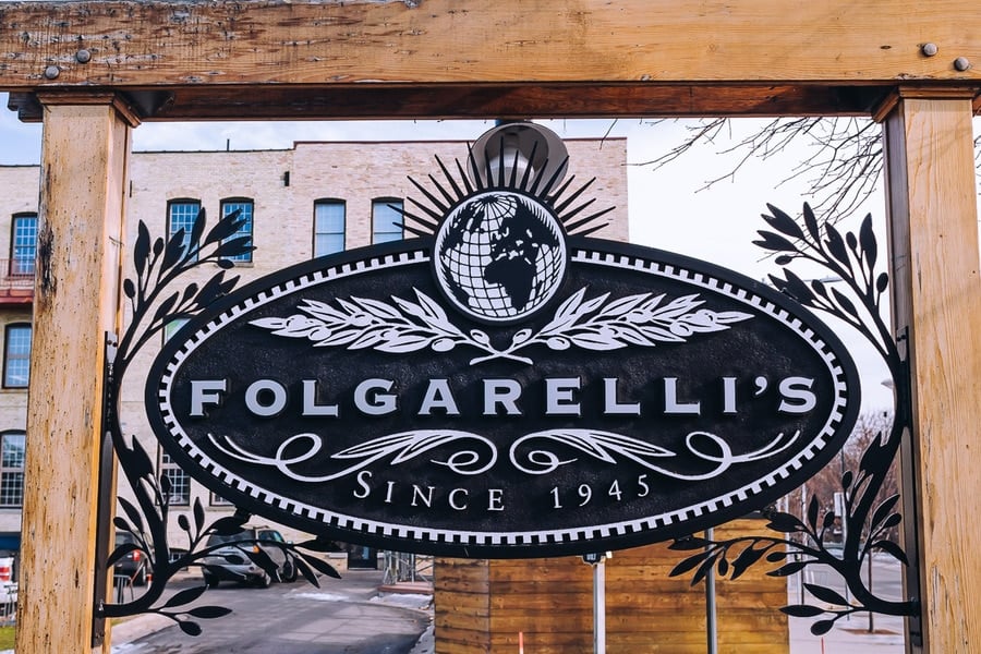 folgarellis sign with wood beams in traverse city michigan