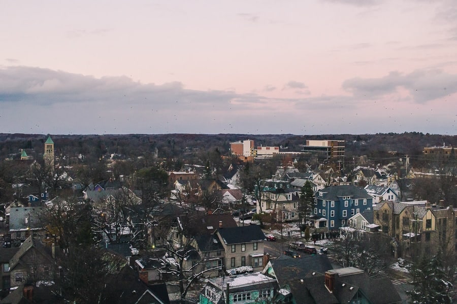 beautiful view of ann arbor from a hotel room