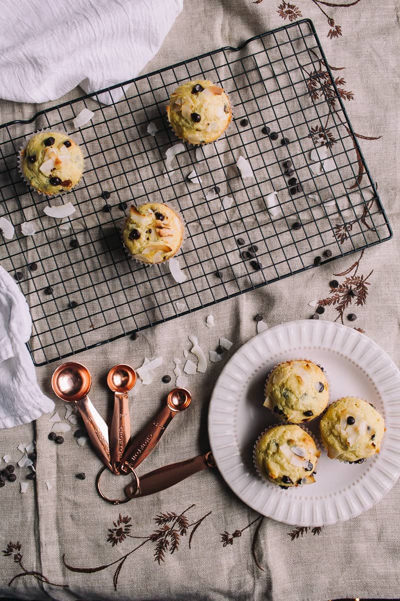 Low Carb Coconut and Chocolate Chip Protein Muffins | Food Photography | A Full Living