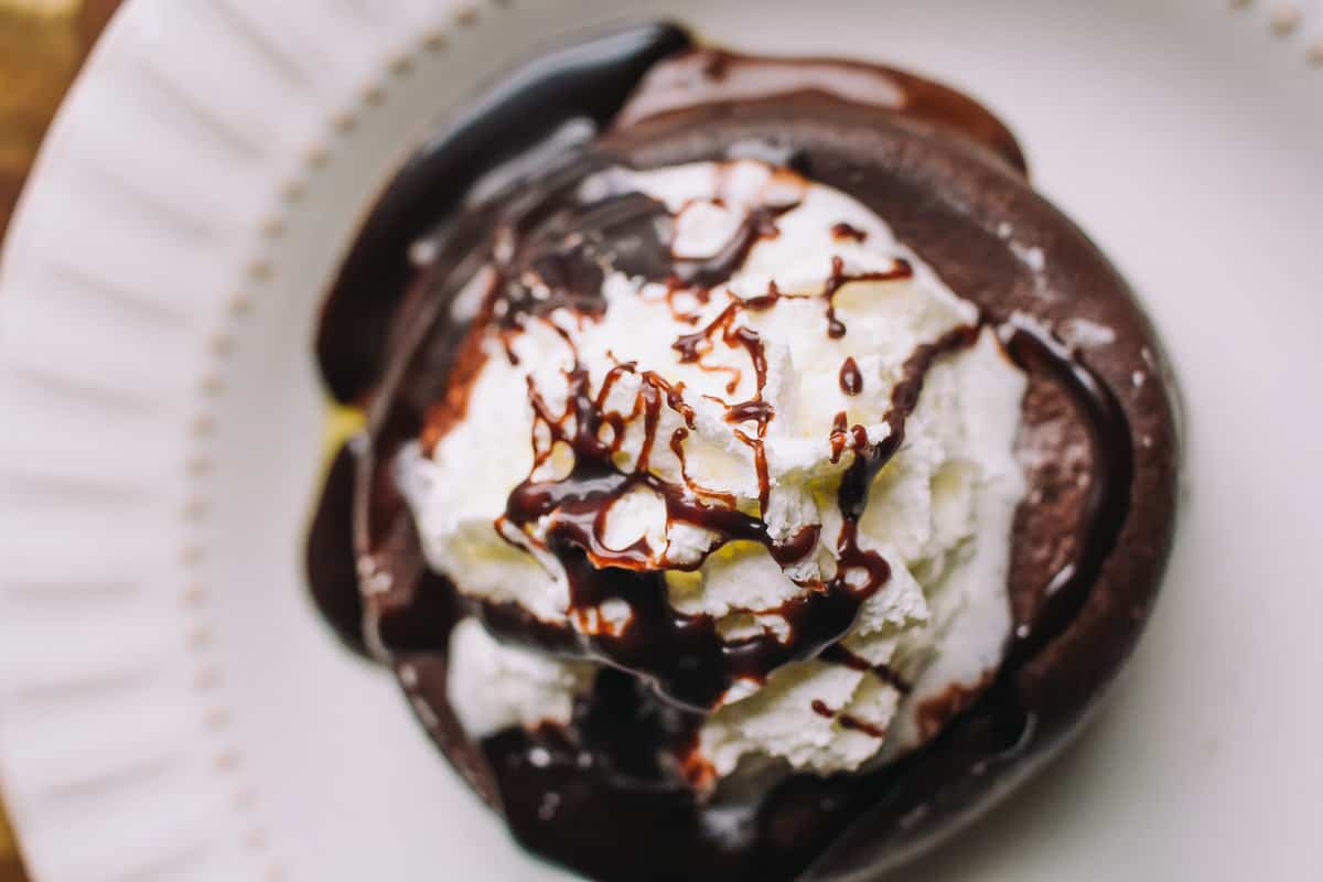 Low Carb Chocolate Lava Cake Overhead