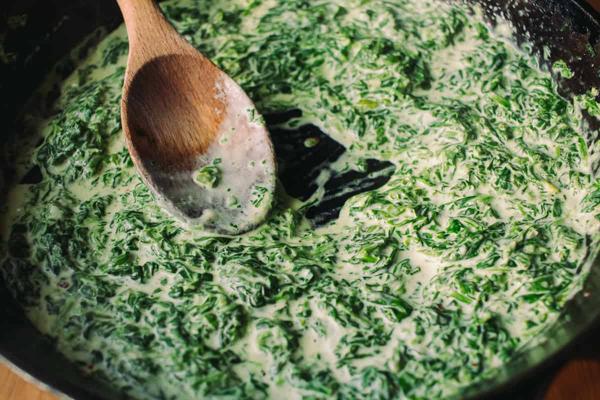 cooking creamed spinach