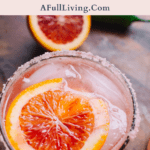 graphic with text of Low Carb Blood Orange Serrano Ginger Fizz