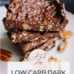 graphic with text of Low Carb Dark Chocolate Nut Bars
