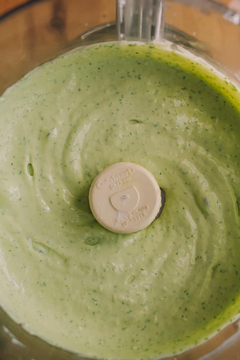 avocado lime crema in a food processor