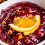 cranberry sauce with orange zest and slices