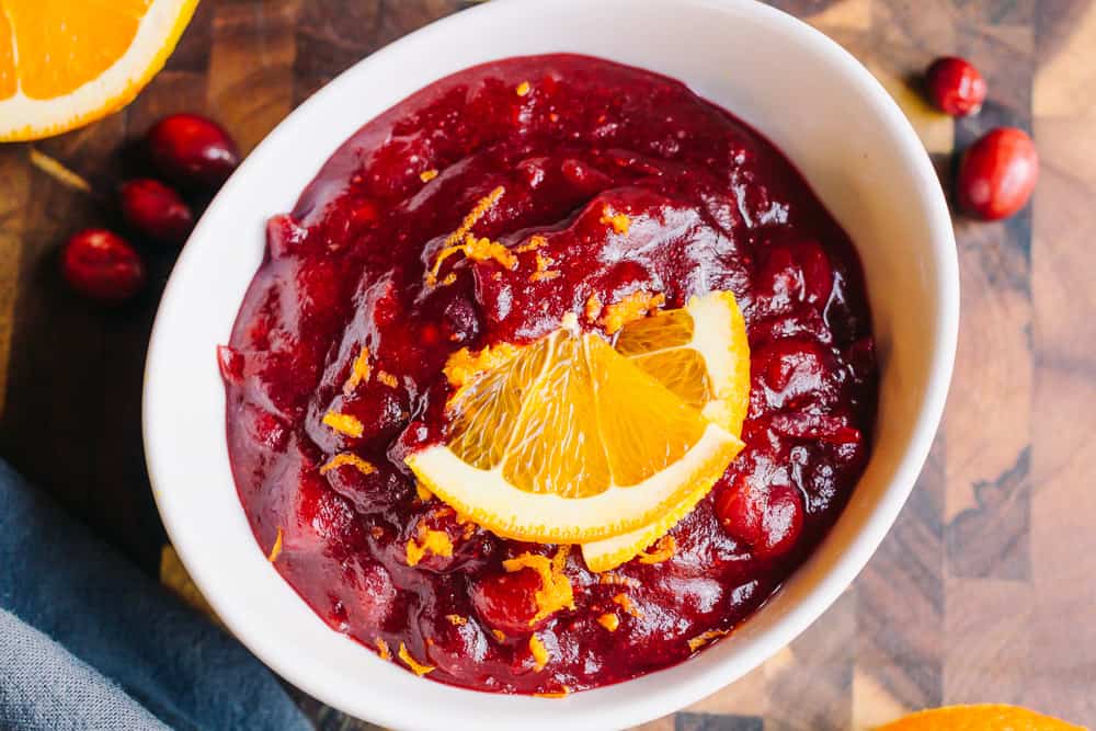cranberry sauce with orange zest and slices