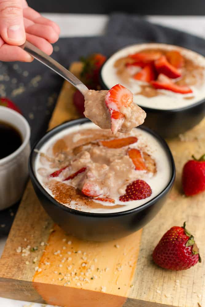 gorgeous spoonful of strawberries and cream oatmeal