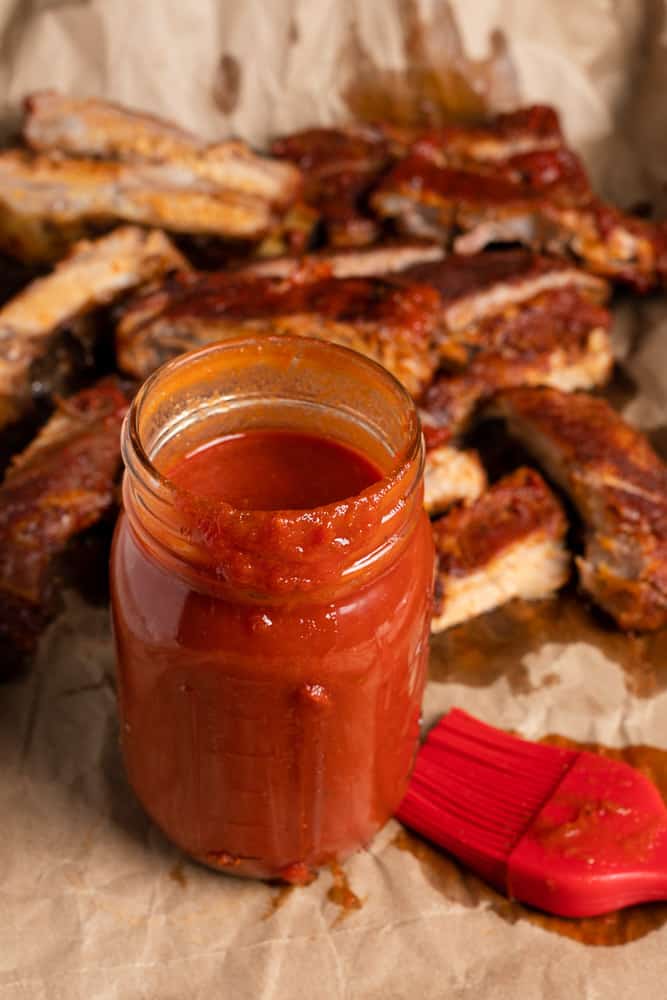 bbq sauce with baked ribs