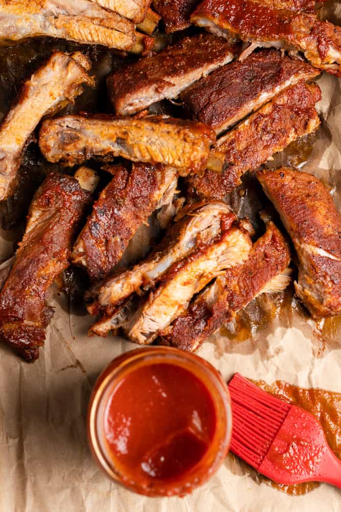 delicious baked ribs with homemade bbq sauce