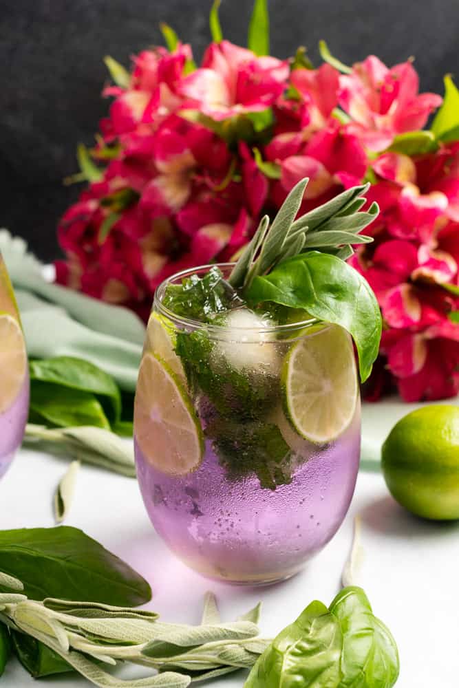 empress gin and tonic with pink flowers