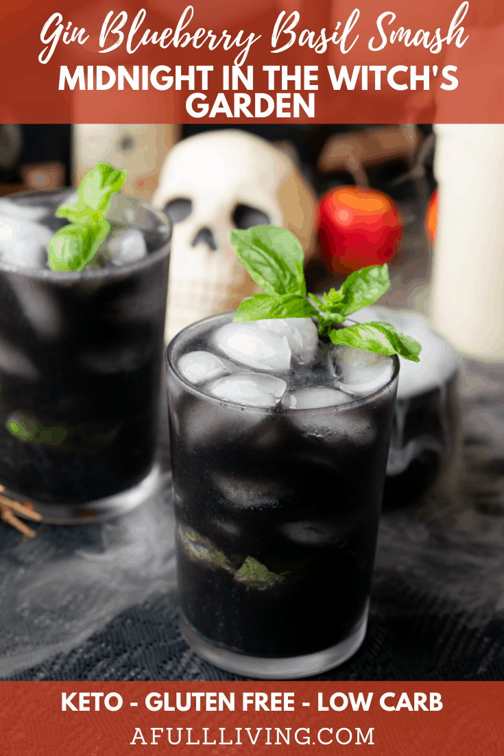 Gin Blueberry Basil Smash Midnight in the Witch's Garden Cocktail