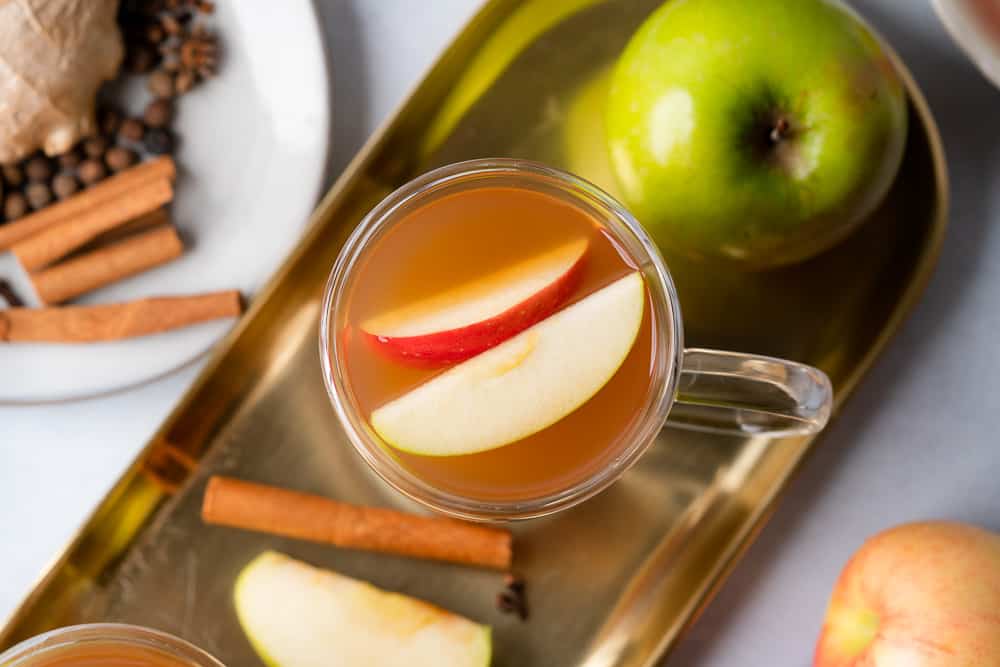 glass of freshly made low carb apple cider
