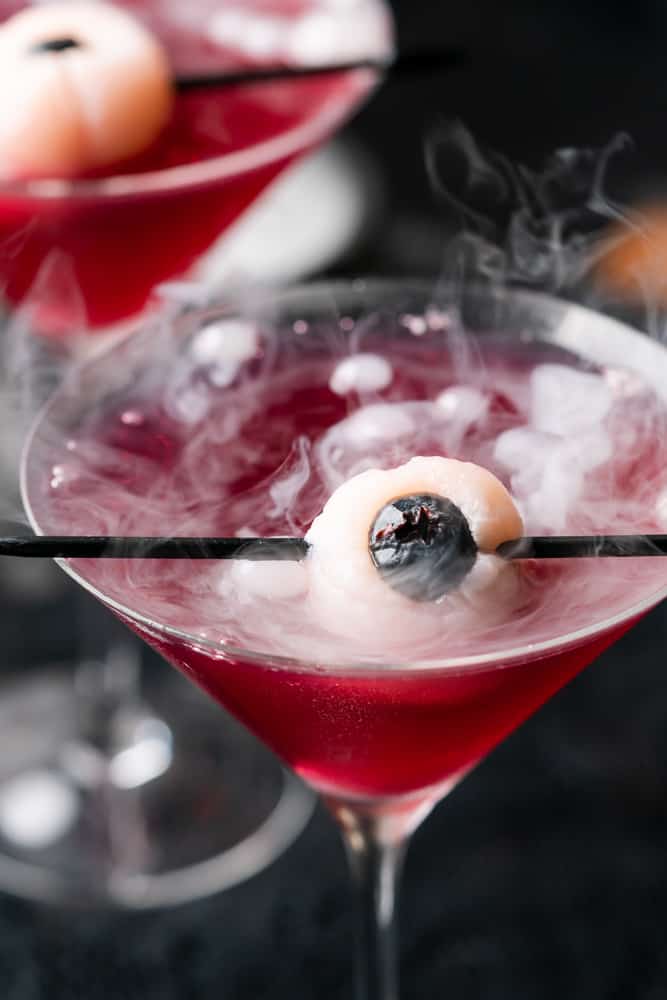 bubbling one eyed purple cocktail