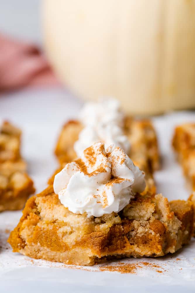 pumpkin bars with whipped cream