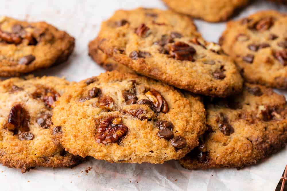 keto cookies with chocolate chips and pecans