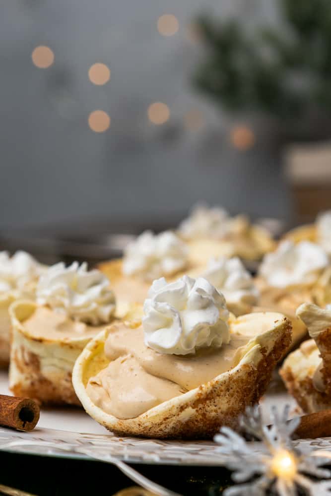 cheesecake fluff cups with twinkling lights