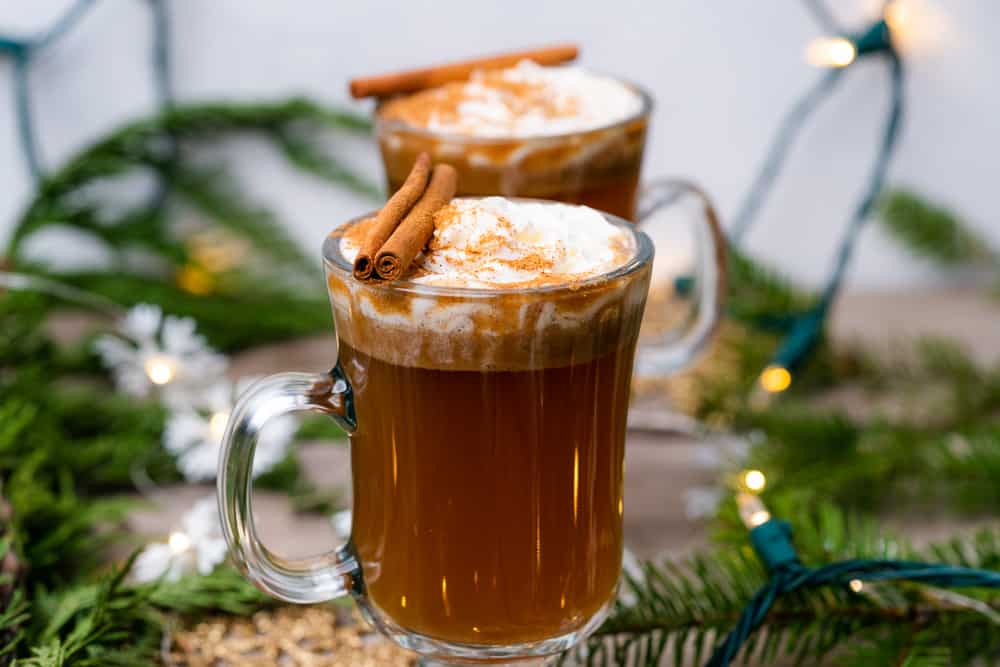 hot buttered rum with whipped cream