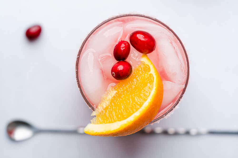 cocktail with orange and cranberries