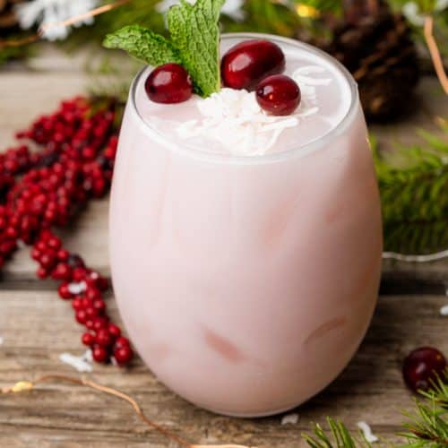 christmas mojito with cranberry and coconut