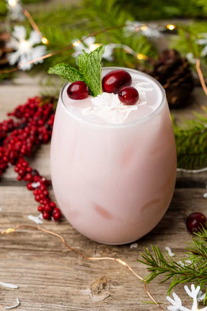 christmas mojito with cranberry and coconut