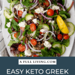 Easy Keto Greek Style Ground Lamb Salad graphic with text