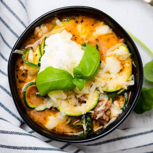 lasagna soup with zucchini noodles basil and ricotta