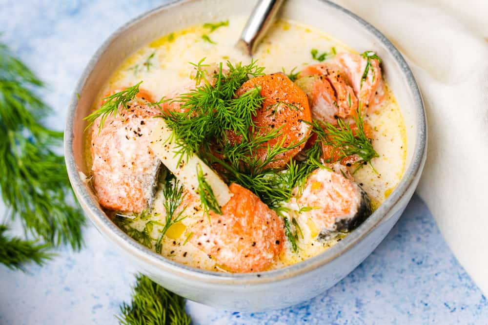 Keto Lohikeitto A Finnish Salmon Soup Recipe A Full Living