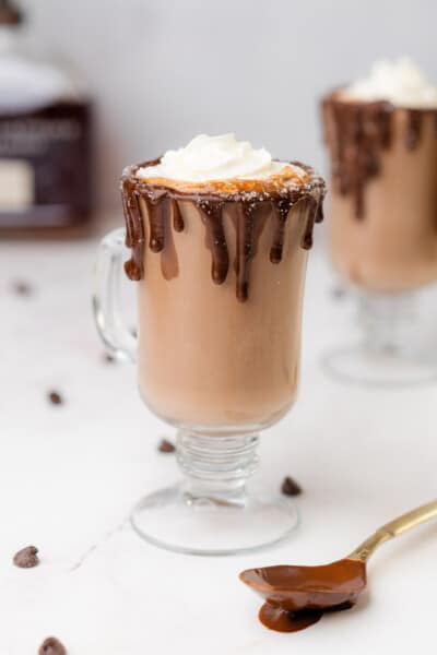 bourbon hot cocoa with whipped cream