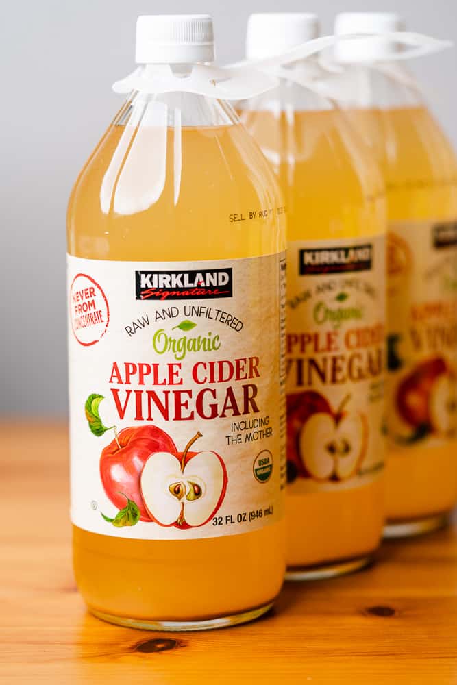 3 glass jars of apple cider vinegar in bulk from costco