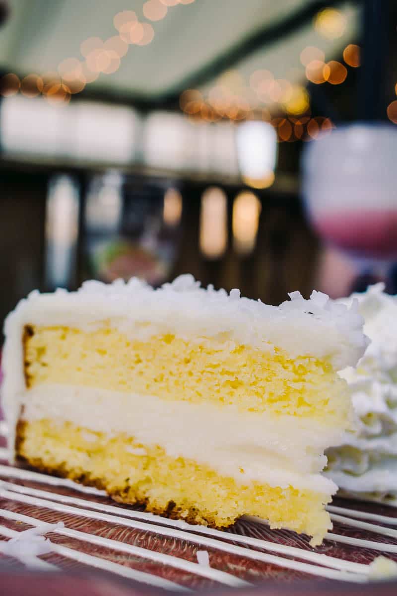 yellow layer cake with coconut topping