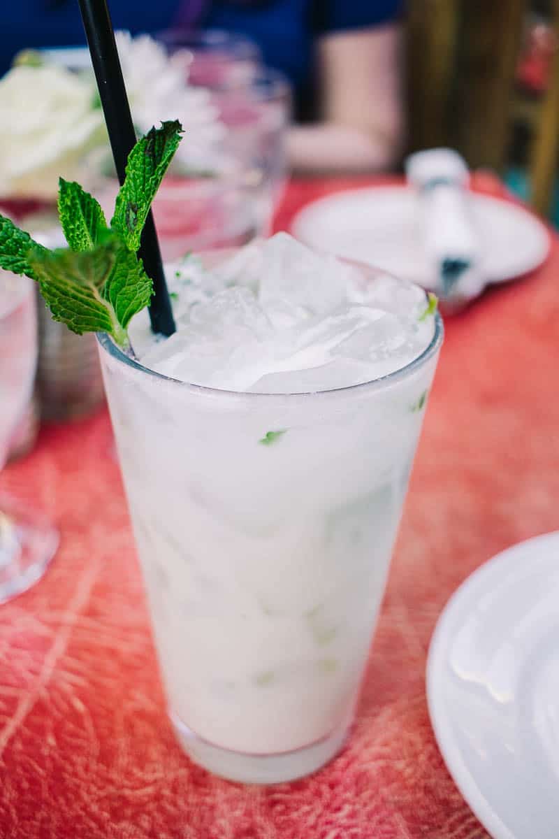 coconut mojito with mint sprig