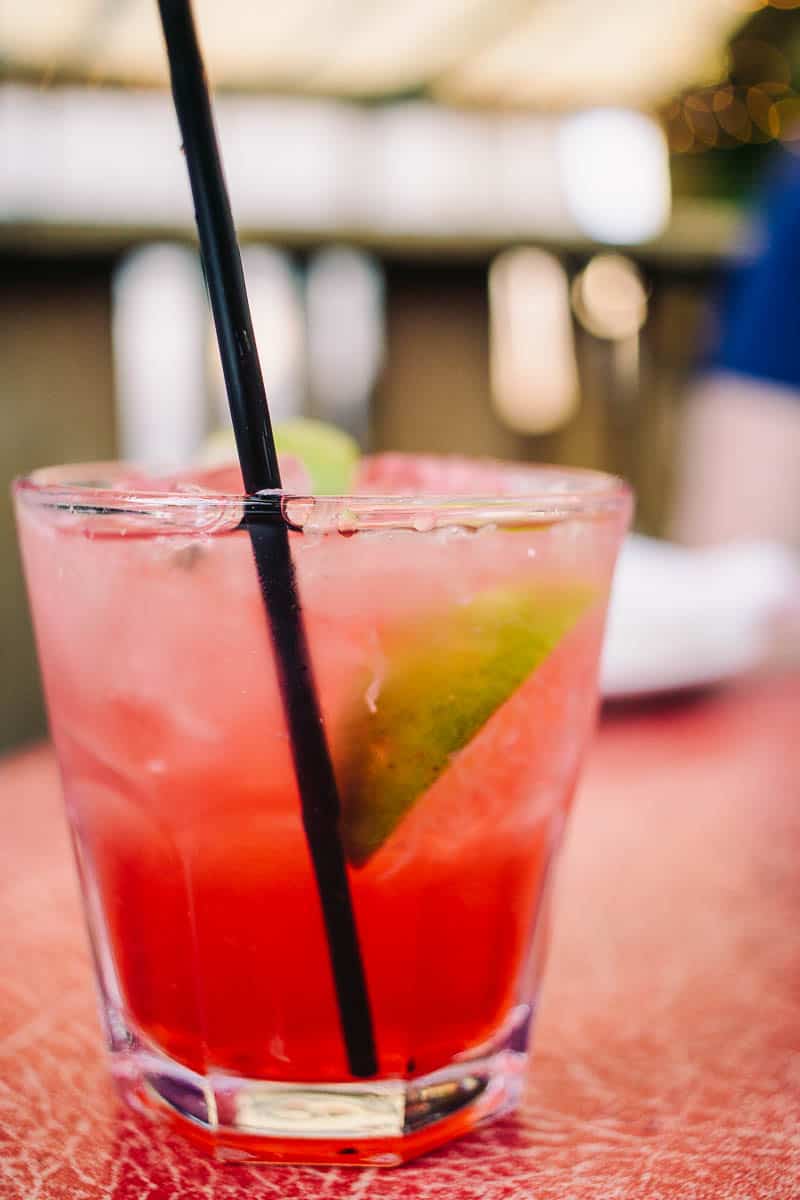 cocktail with cranberry juice and a lime