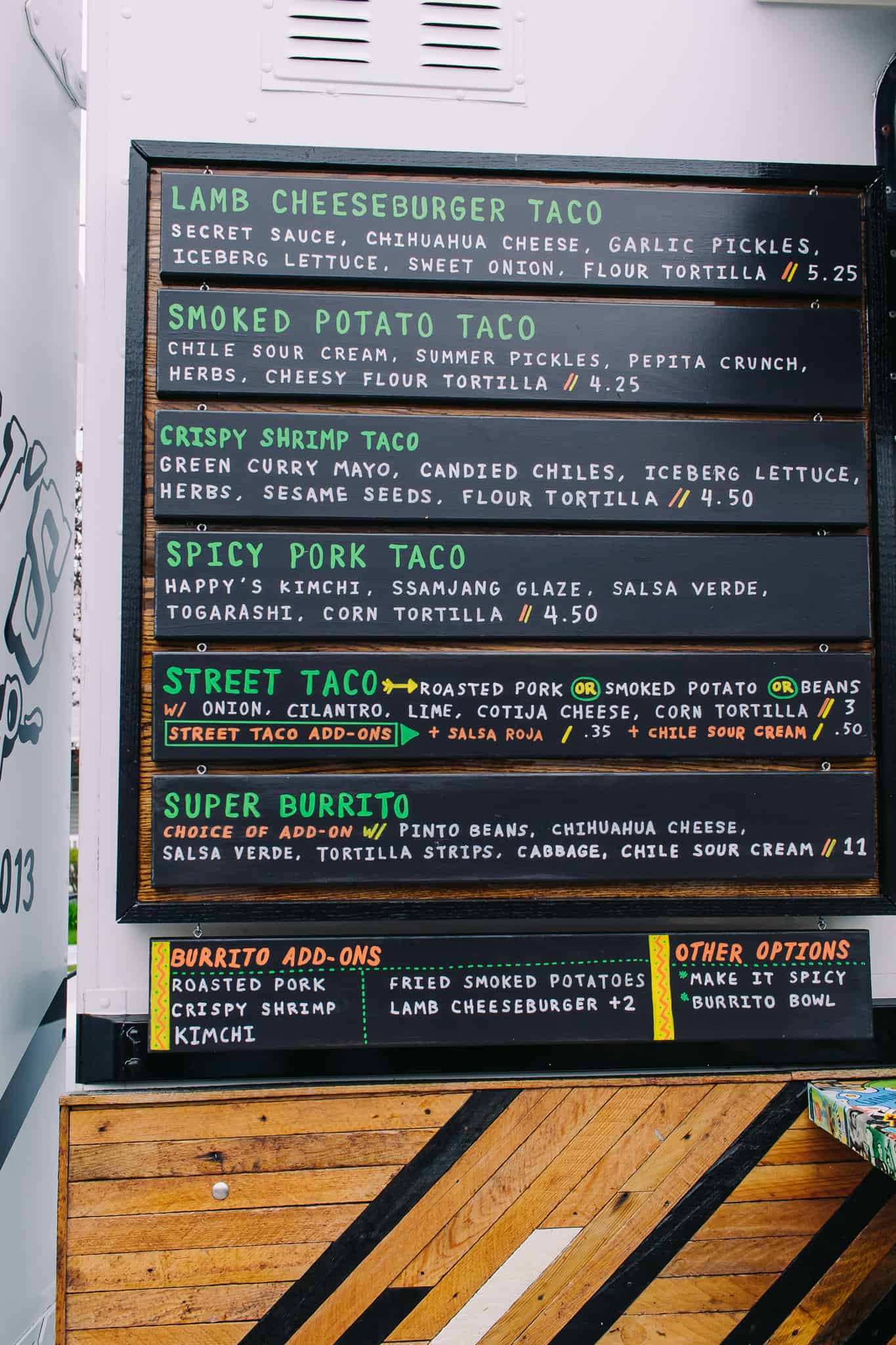 happy's taco shop food truck menu