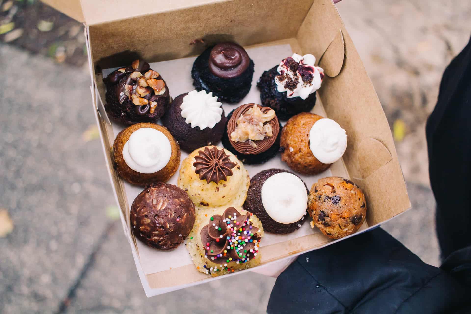 assortment of tiny cupcakes