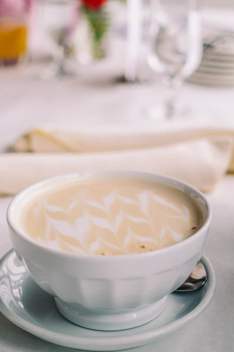 gorgeous cafe au lait with latte art