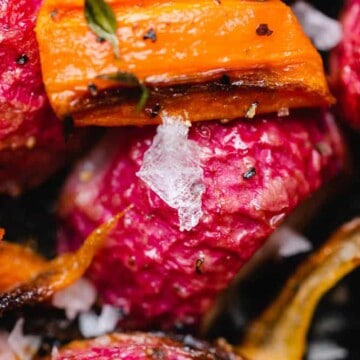 closeup shot of a radish with sea salt
