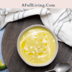 Broccoli Asparagus Soup With Havarti And Lemon with text