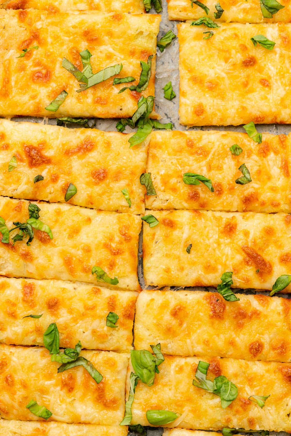 gluten free breadsticks with cheese and basil