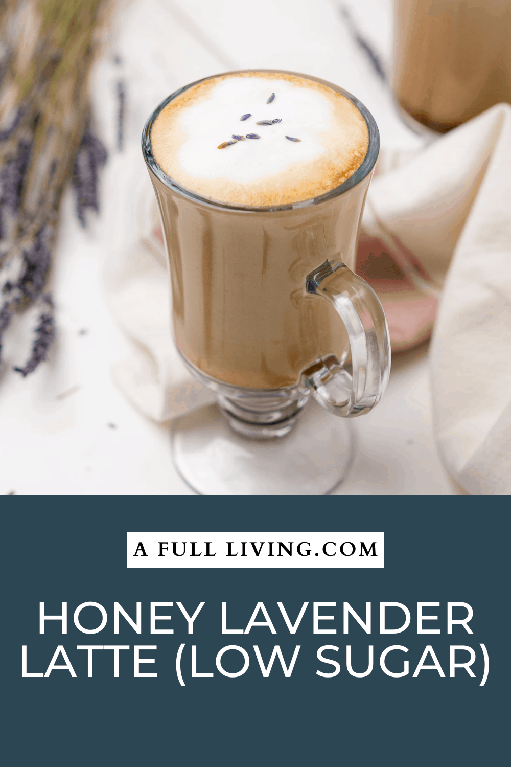 honey lavender latte low sugar graphic with text