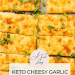 Keto Cheesy Garlic Breadsticks (Gluten Free) graphic with text