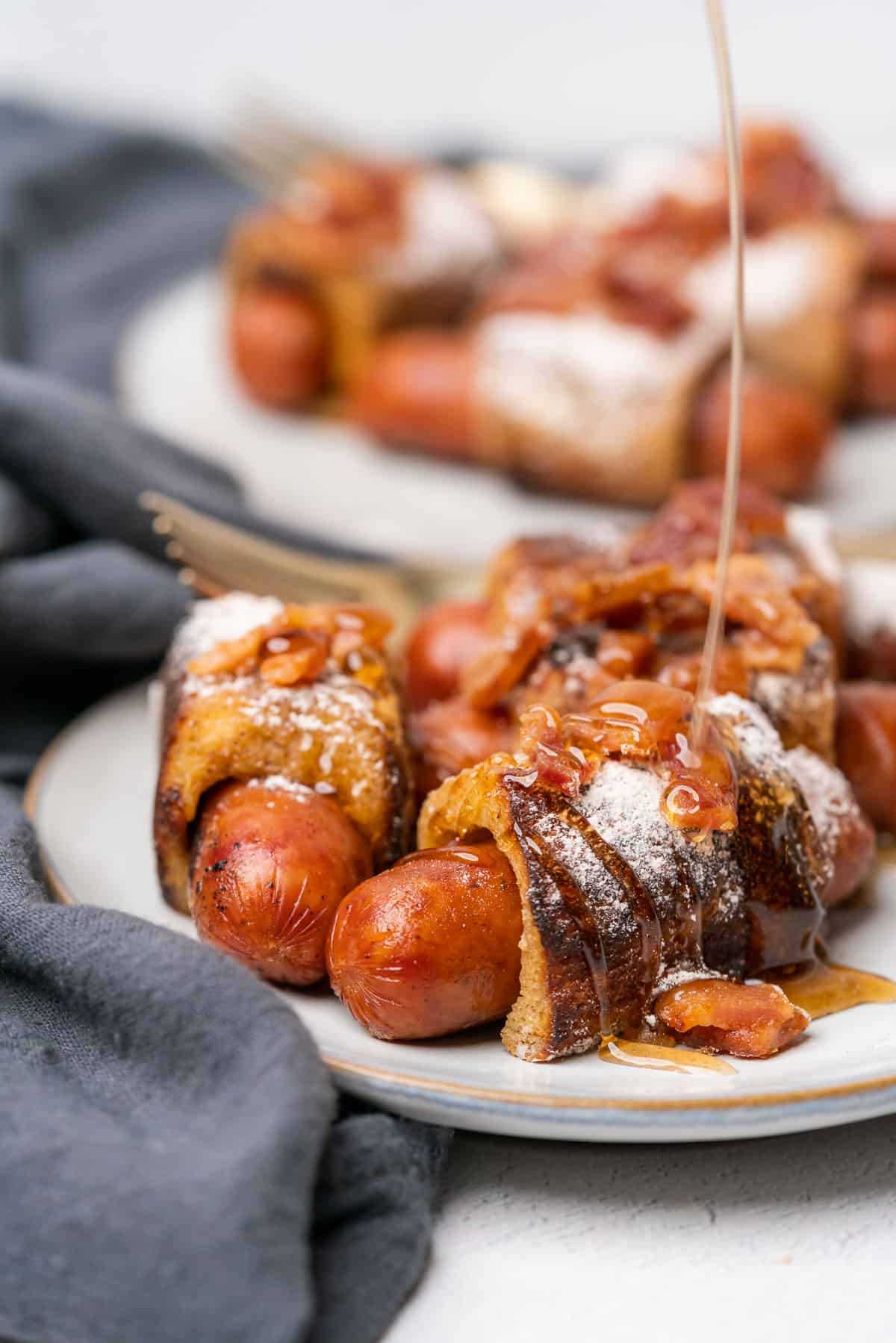 keto french toast pigs in blanket with maple syrup drizzle