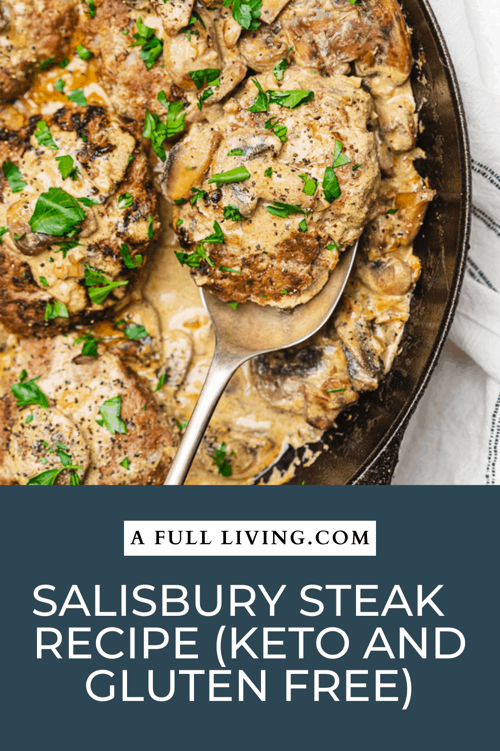 Salisbury Steak Recipe keto and gluten free graphic with text